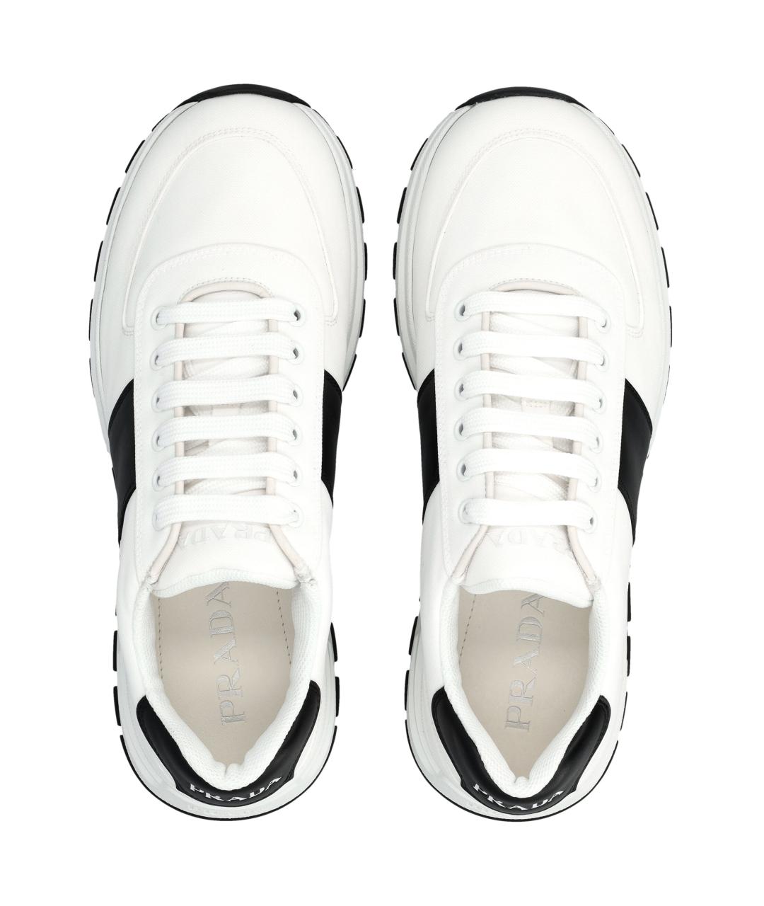 PRADA Белые синтетические низкие кроссовки / кеды, фото 2