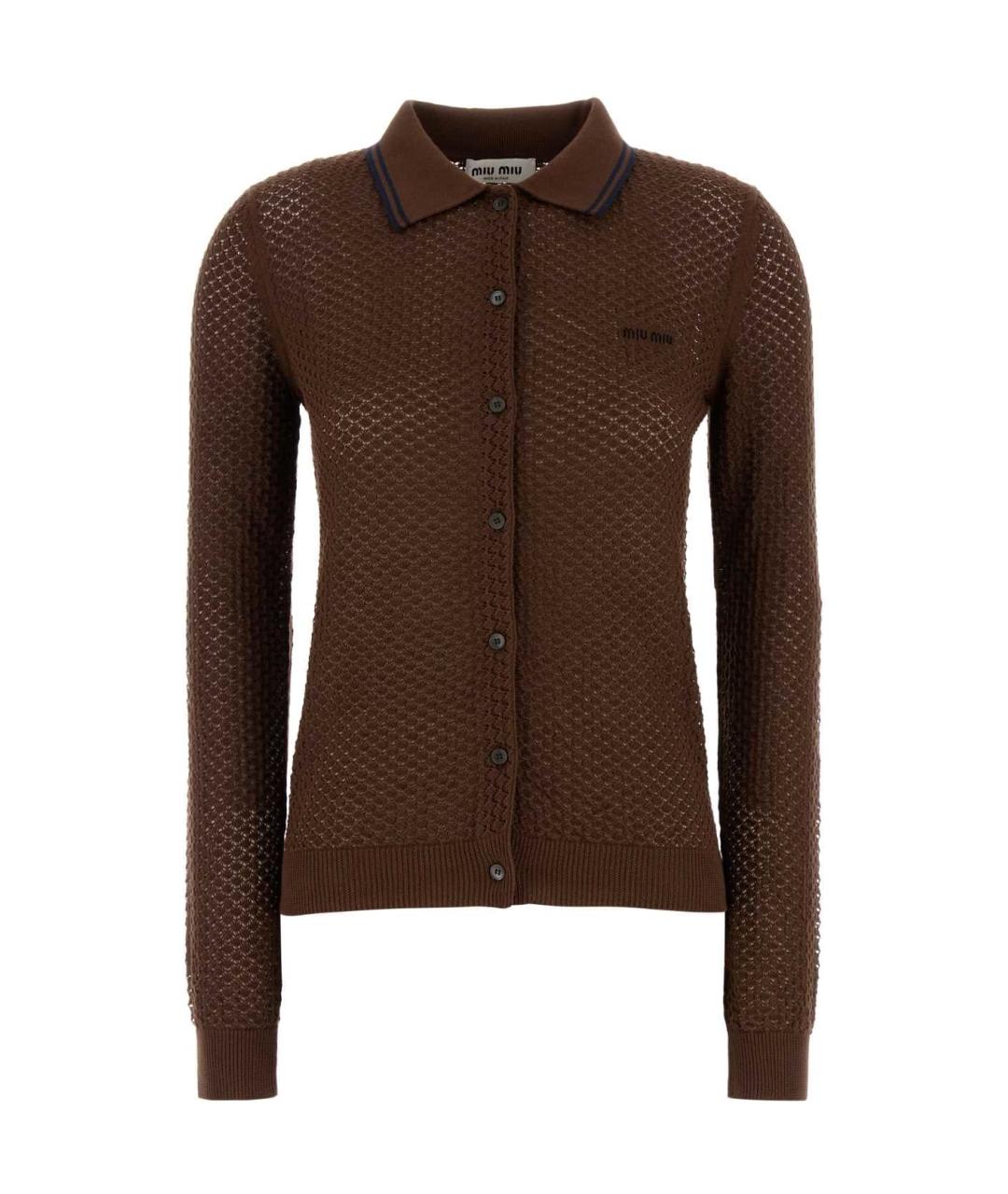 MIU MIU Коричневый хлопковый кардиган, фото 1