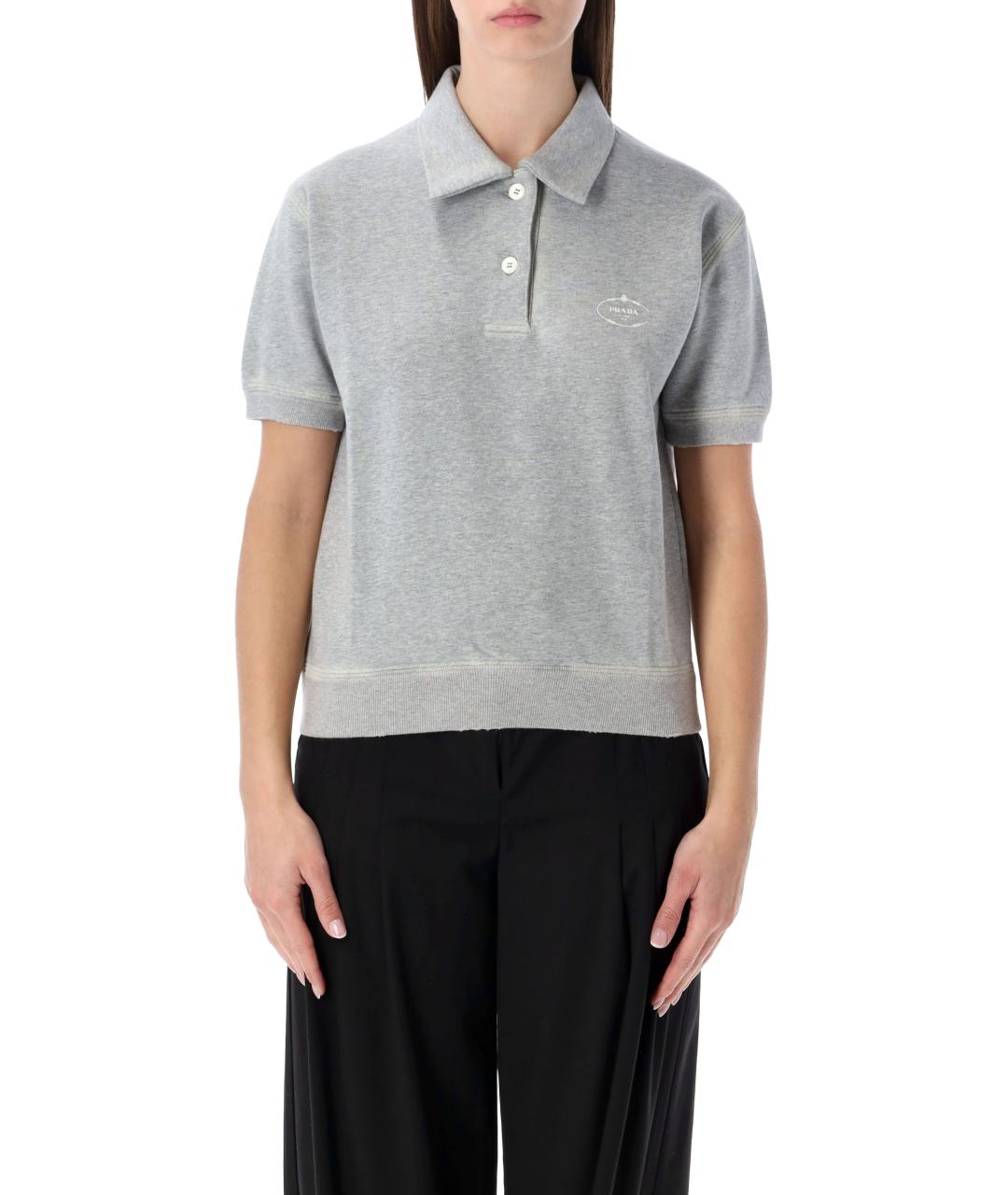 PRADA Серая хлопковая футболка, фото 2