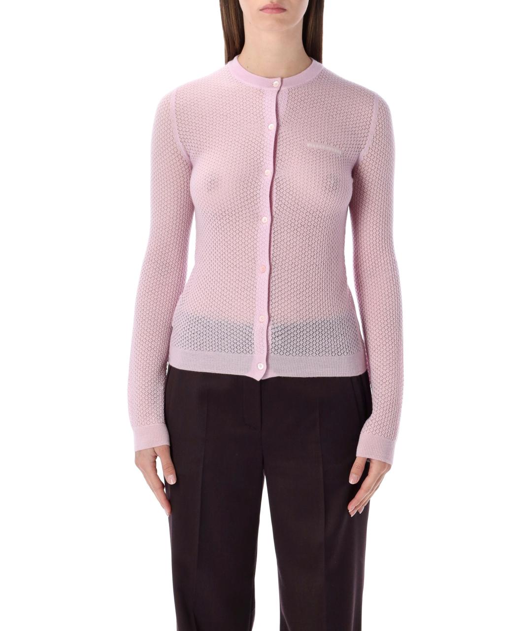 MIU MIU Розовый кашемировый кардиган, фото 2