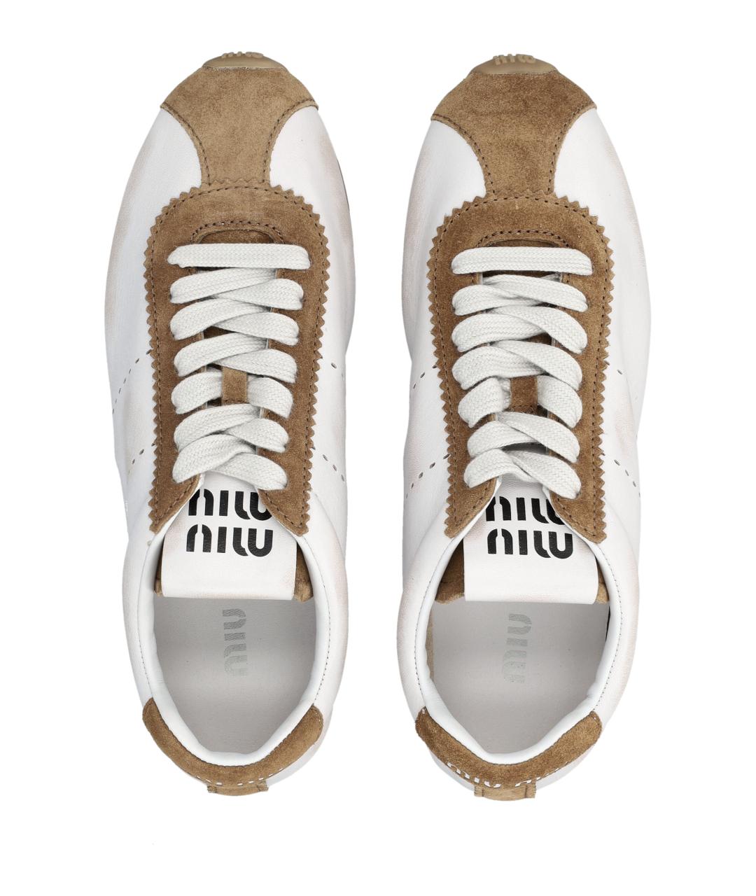 MIU MIU Белые кожаные кроссовки, фото 2