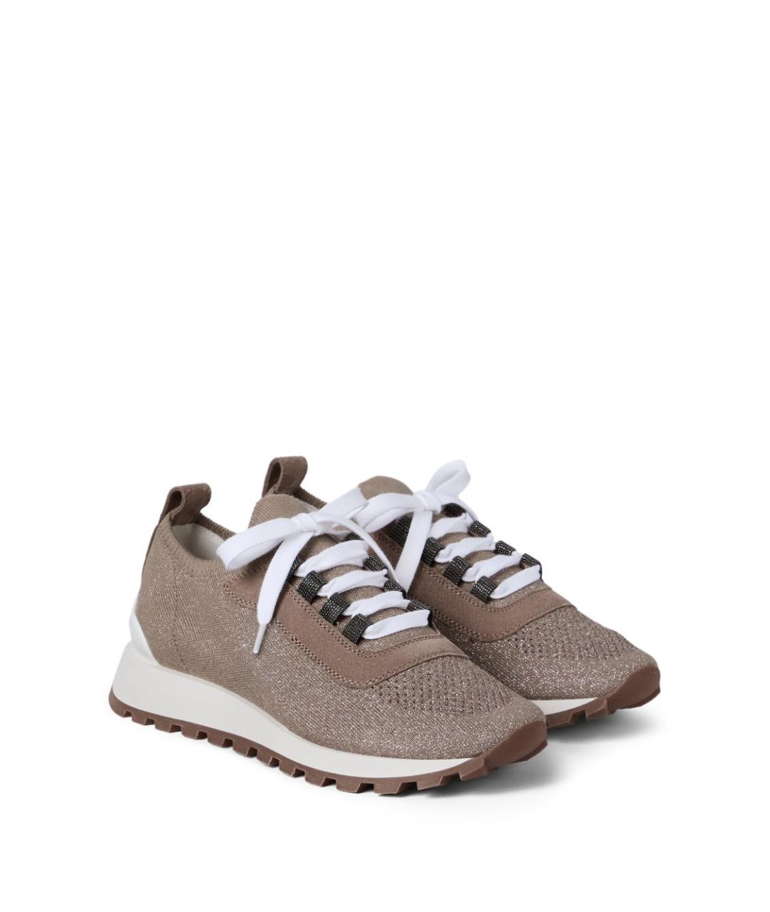 BRUNELLO CUCINELLI Бежевые текстильные кроссовки, фото 2