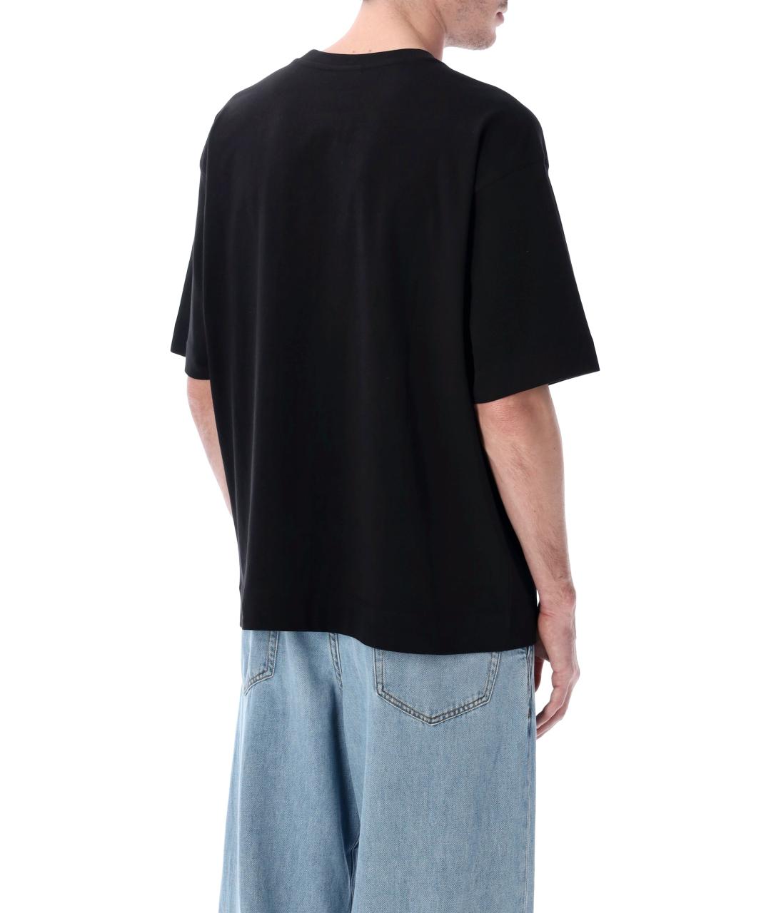 DRIES VAN NOTEN Черная хлопковая футболка, фото 2