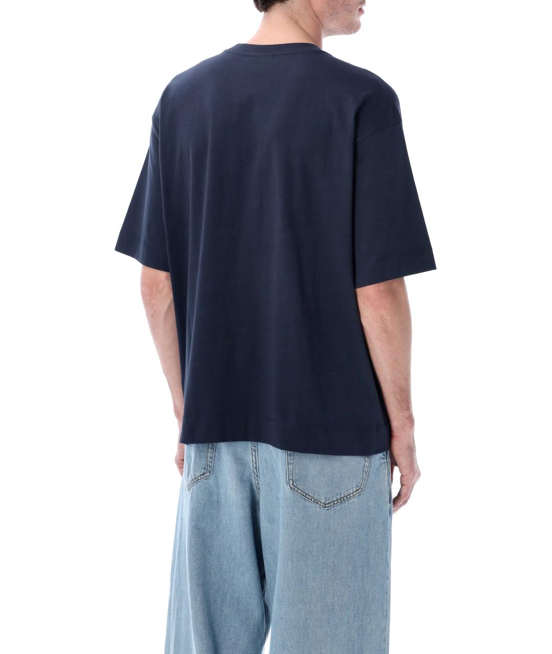 DRIES VAN NOTEN Синяя хлопковая футболка, фото 2