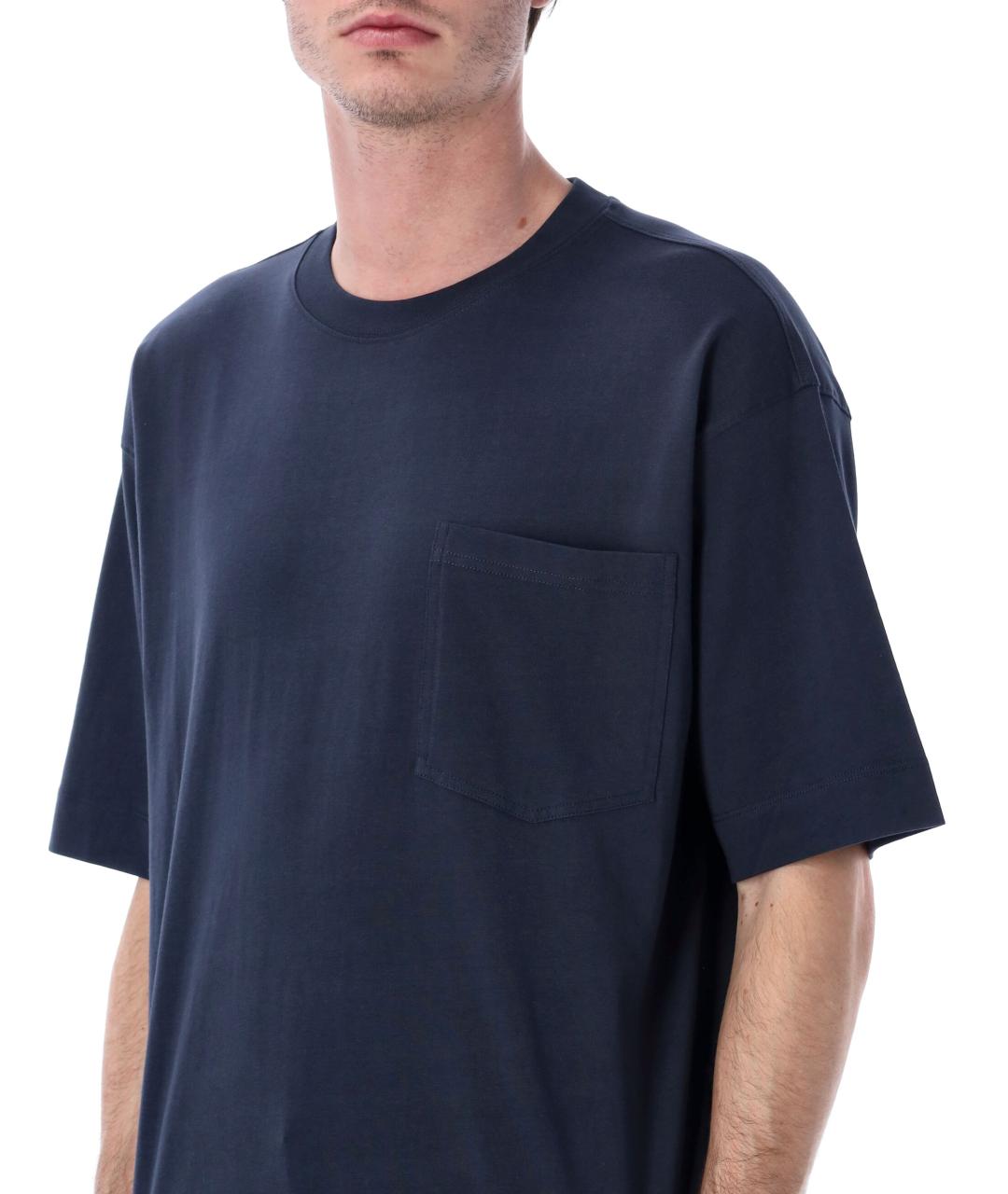 DRIES VAN NOTEN Синяя хлопковая футболка, фото 3