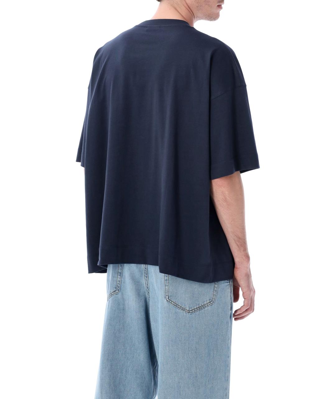 DRIES VAN NOTEN Синяя хлопковая футболка, фото 2