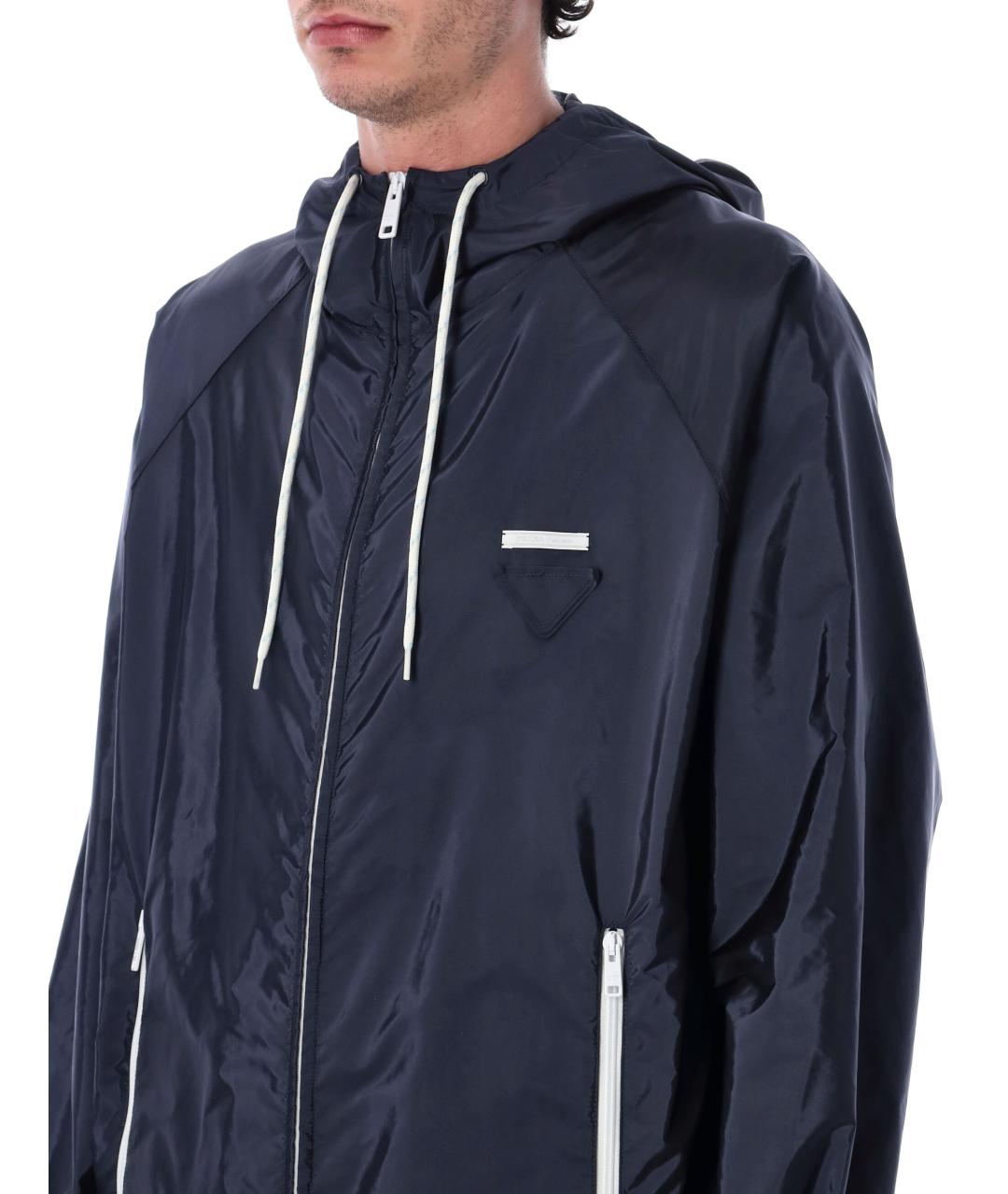 PRADA Темно-синяя полиамидовая куртка, фото 3