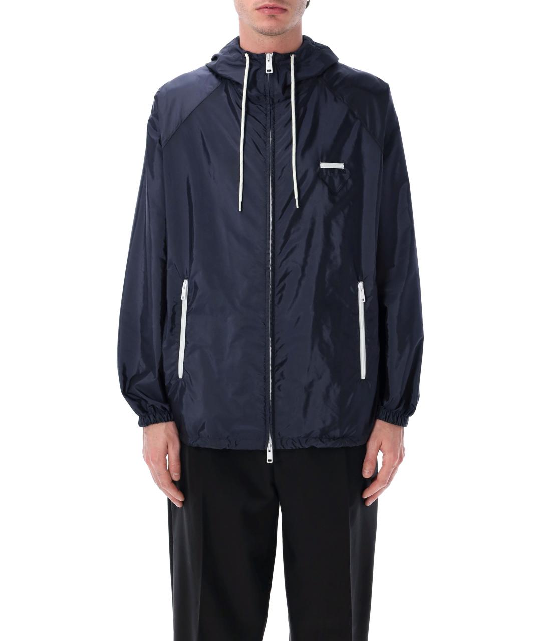 PRADA Темно-синяя полиамидовая куртка, фото 1