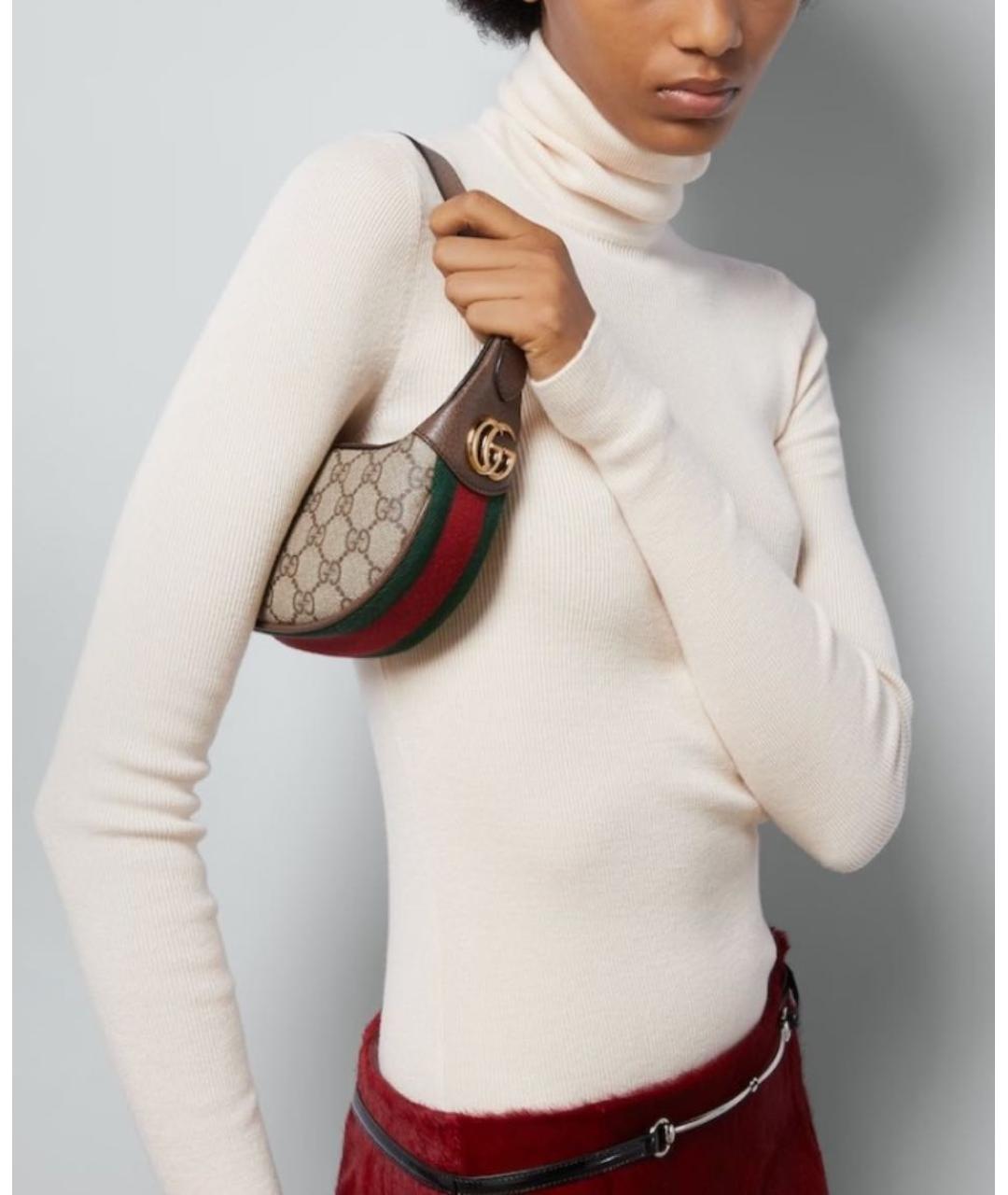 GUCCI Коричневая деним сумка с короткими ручками, фото 5