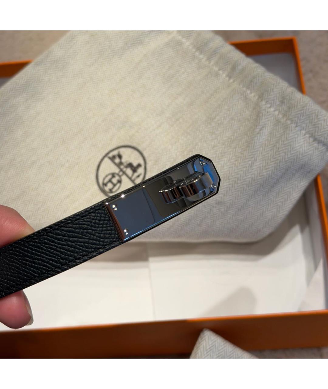 HERMES Черный кожаный ремень, фото 2