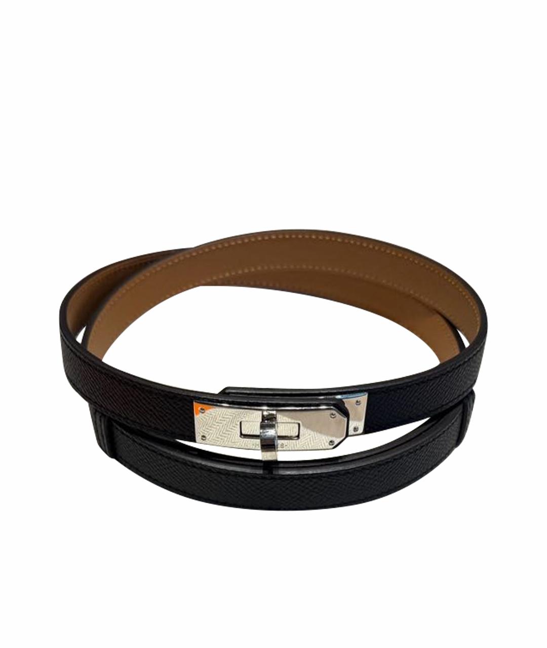 HERMES Черный кожаный ремень, фото 1