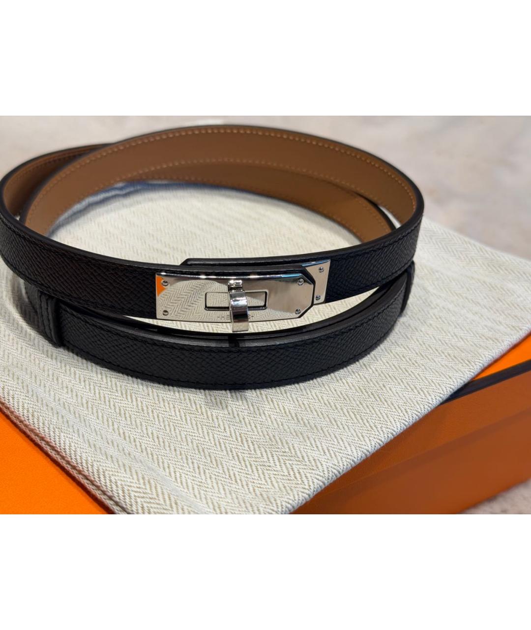 HERMES Черный кожаный ремень, фото 4