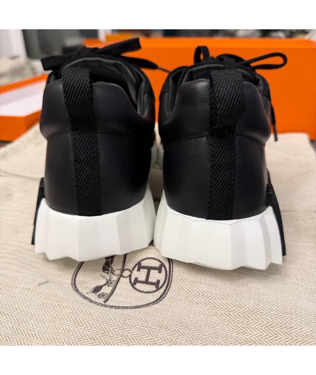 HERMES Черные кожаные низкие кроссовки / кеды, фото 3