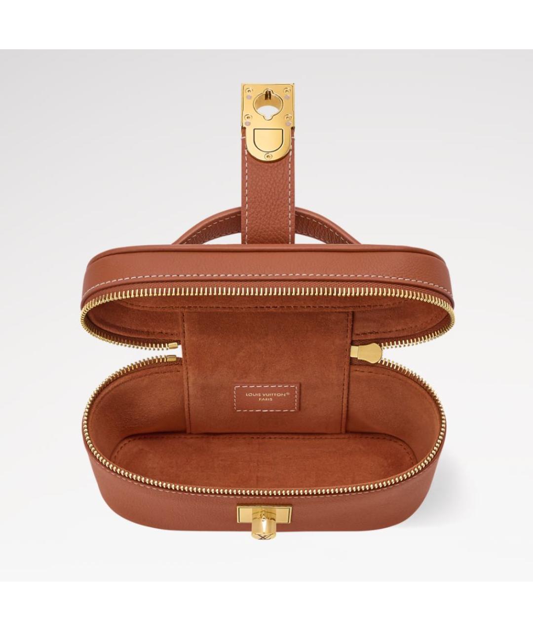 LOUIS VUITTON Коричневая кожаная сумка с короткими ручками, фото 4