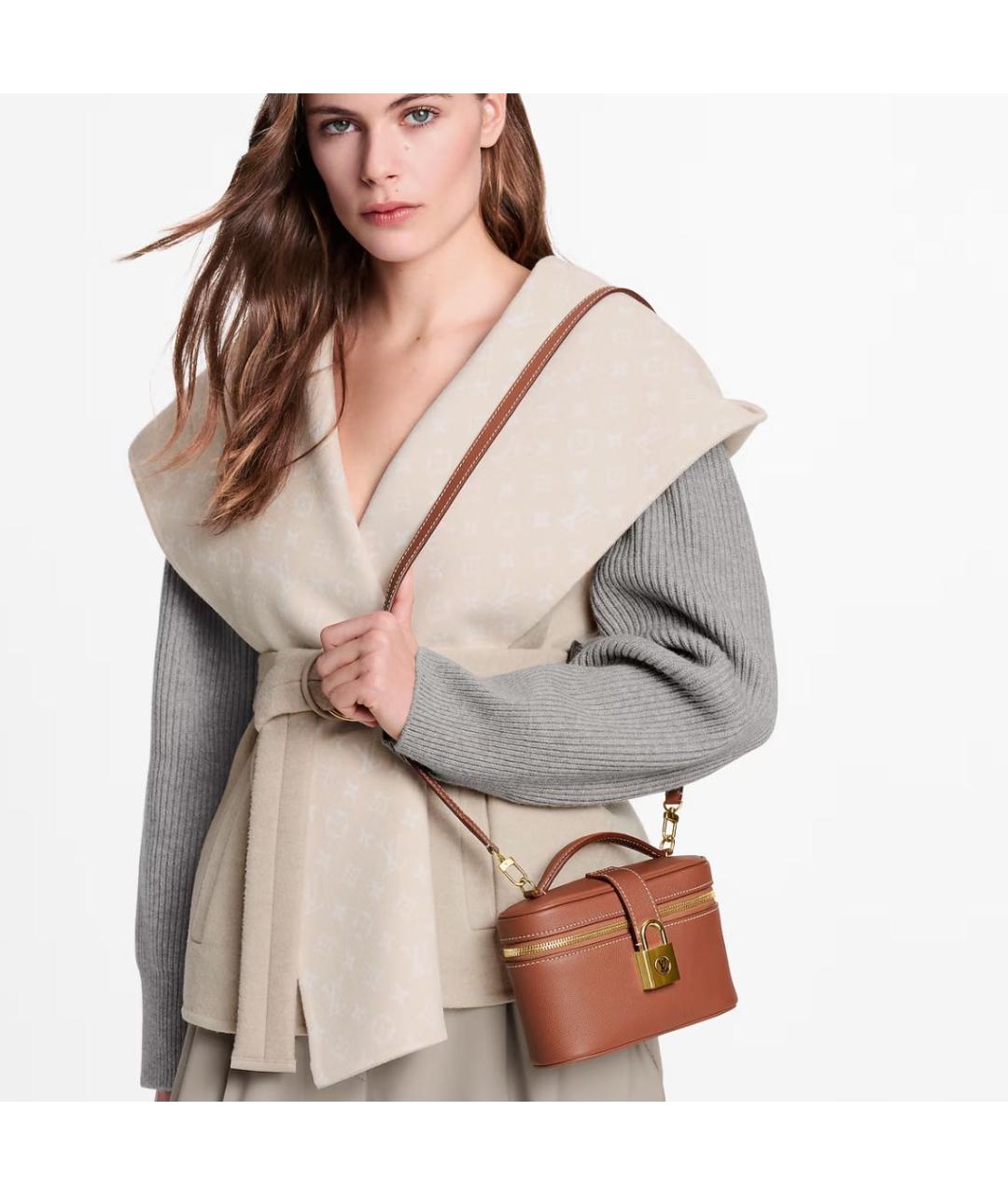 LOUIS VUITTON Коричневая кожаная сумка с короткими ручками, фото 3