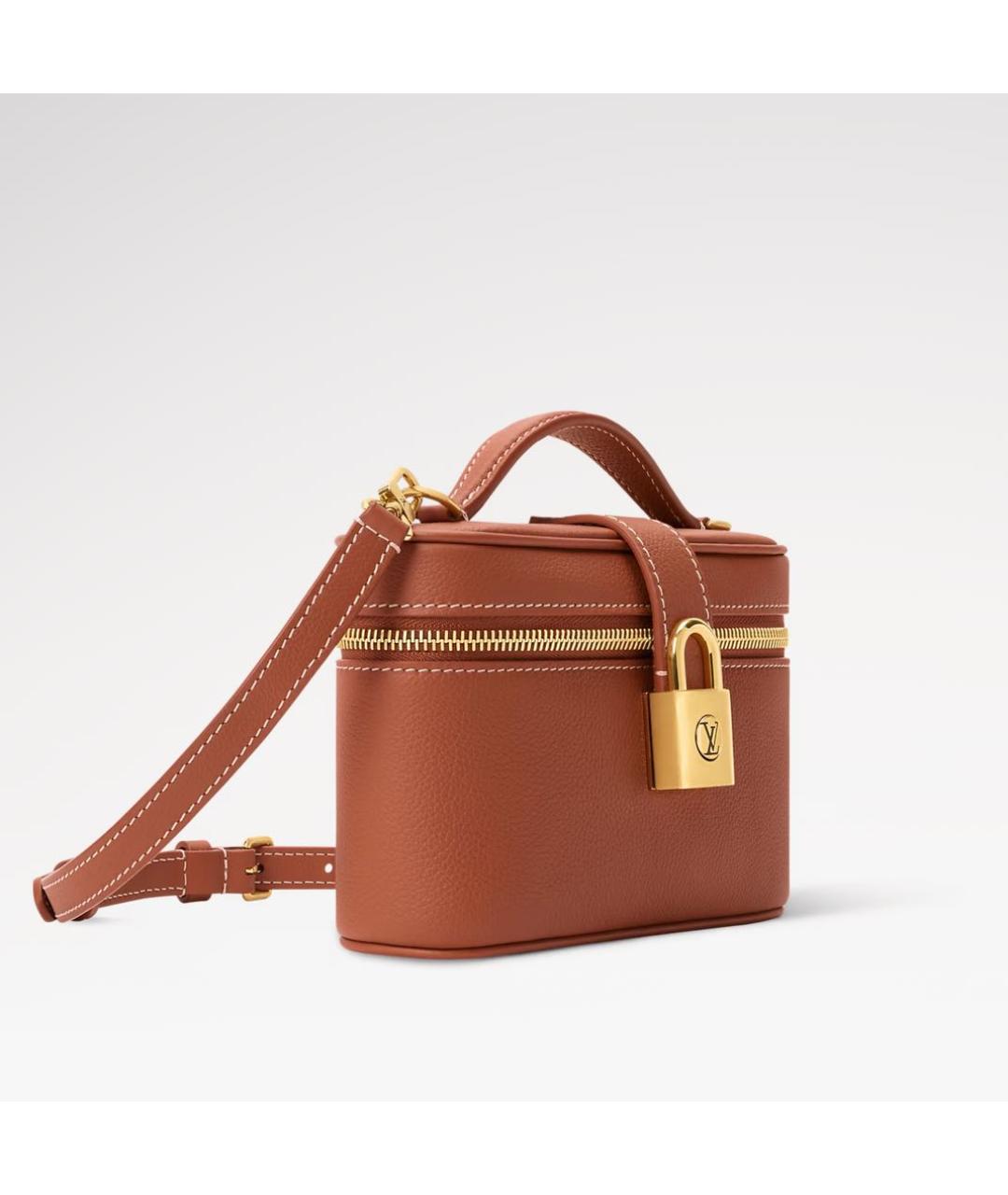 LOUIS VUITTON Коричневая кожаная сумка с короткими ручками, фото 2