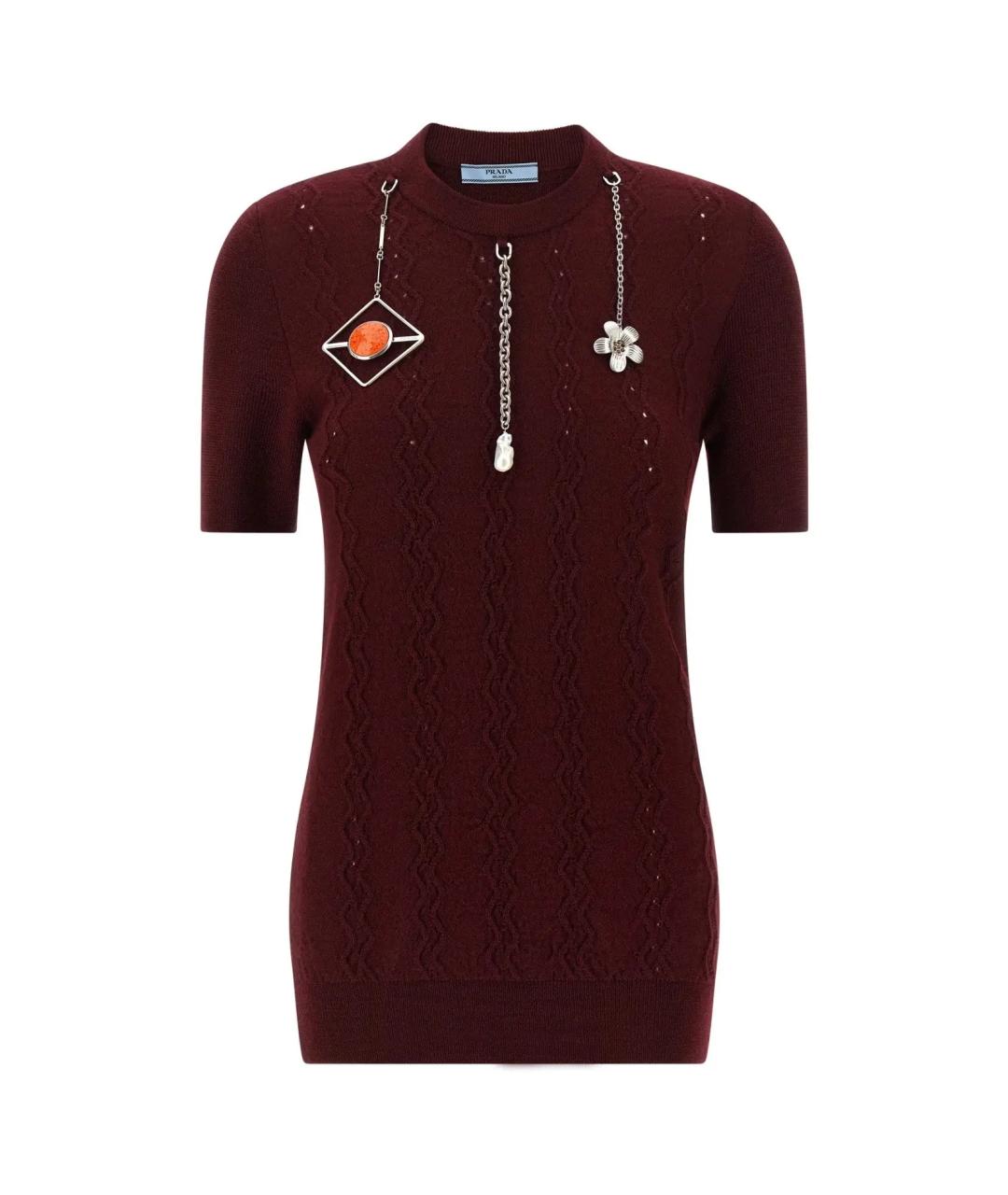 PRADA Бордовый шерстяной джемпер / свитер, фото 1