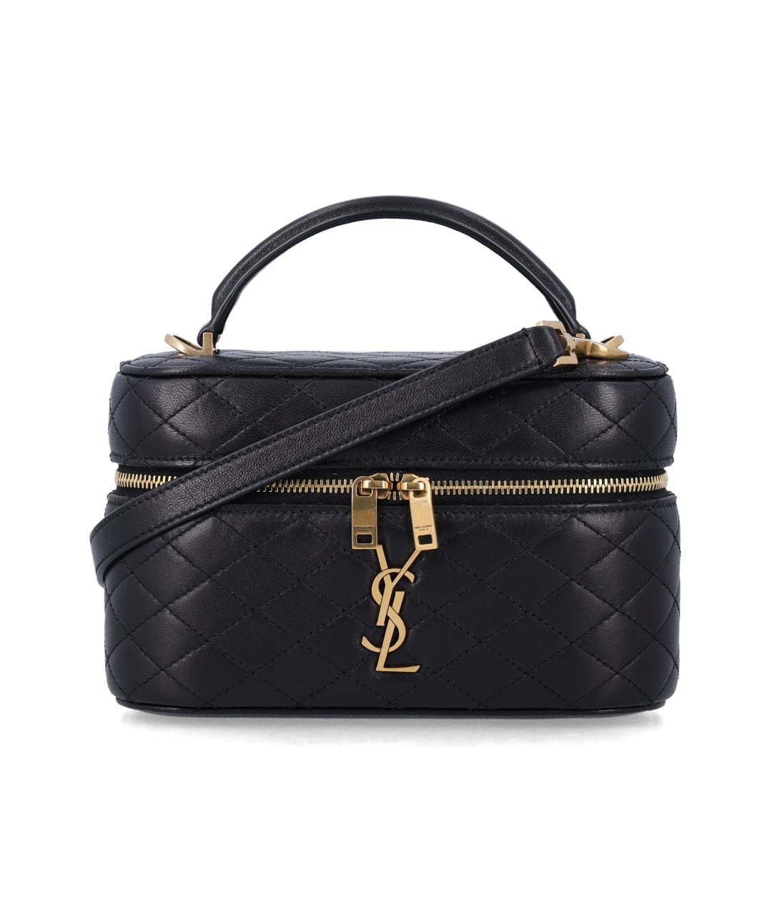 SAINT LAURENT Черная кожаная сумка с короткими ручками, фото 1