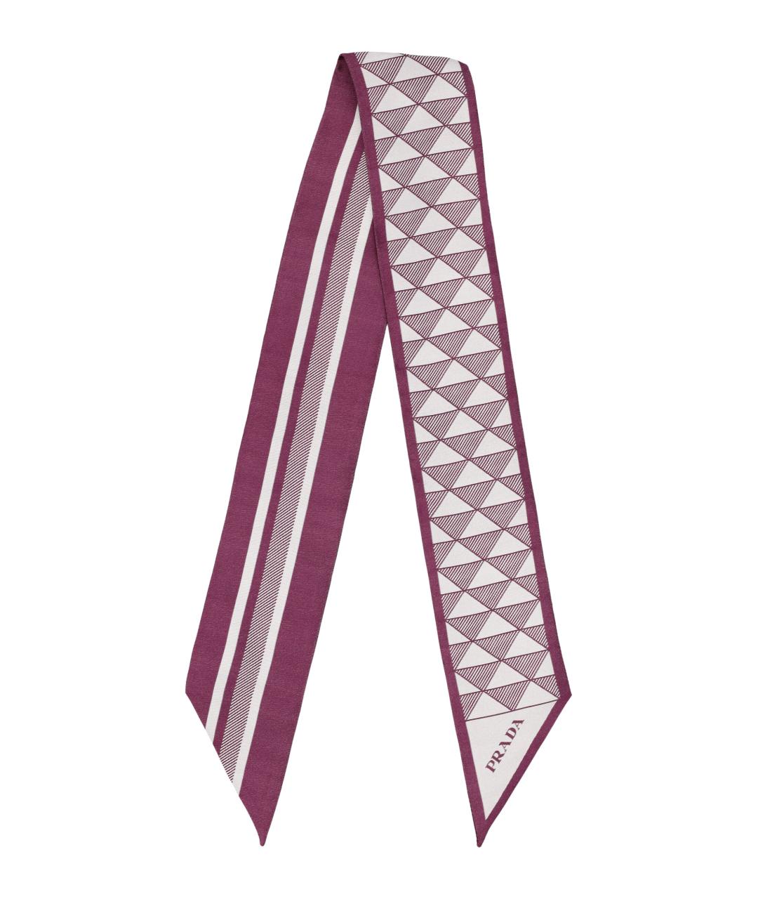 PRADA Бордовый шелковый шарф, фото 1