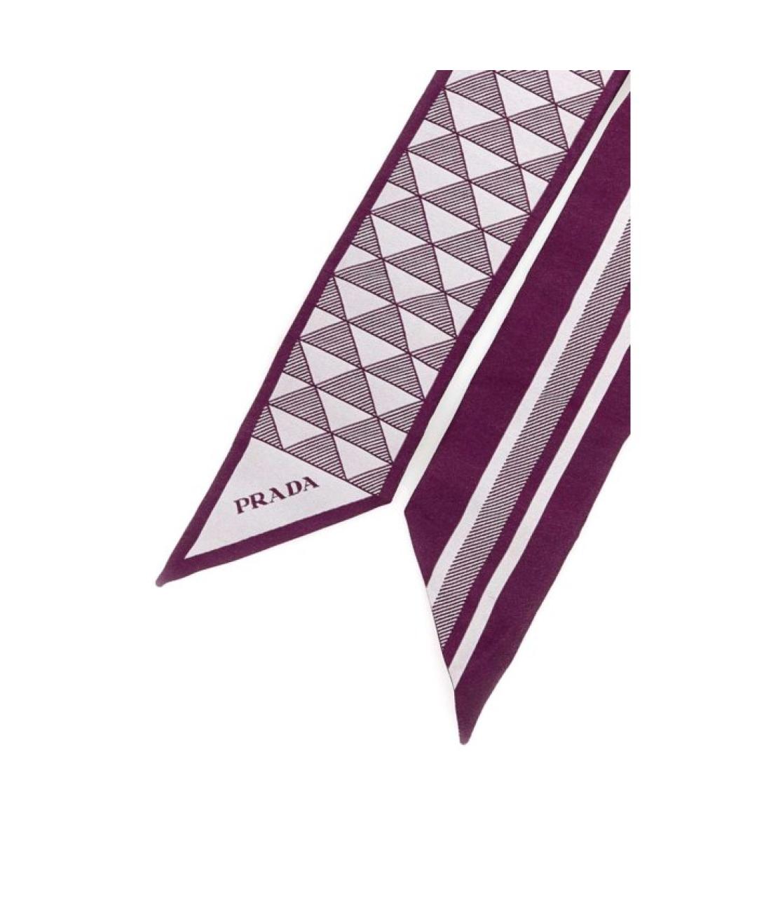 PRADA Бордовый шелковый шарф, фото 3
