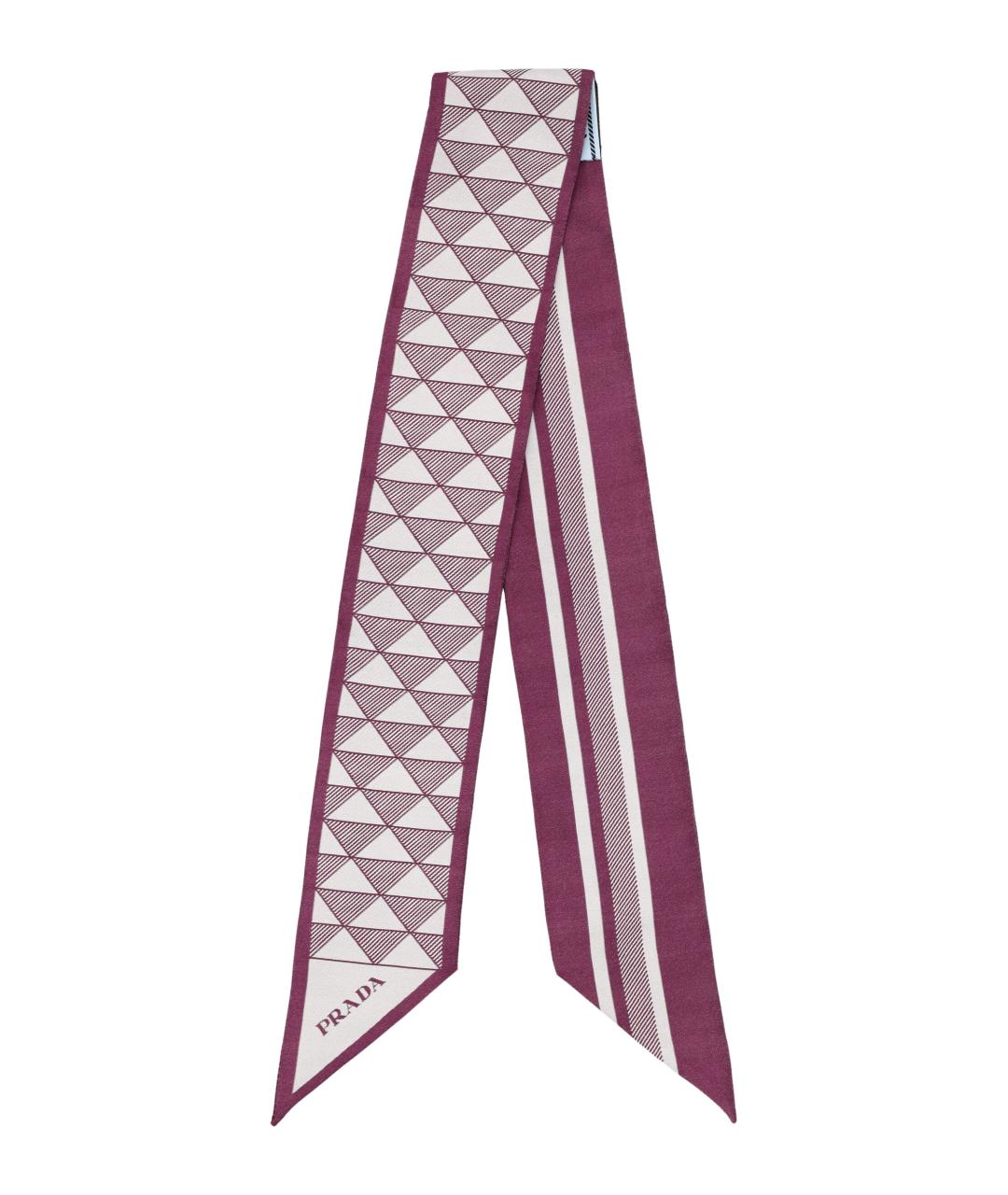 PRADA Бордовый шелковый шарф, фото 2