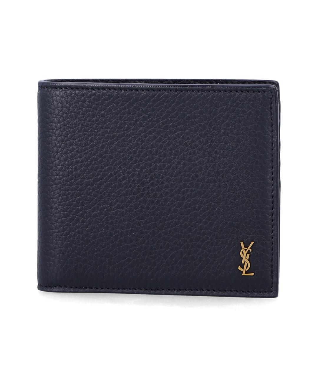 SAINT LAURENT Синий кожаный кошелек, фото 1