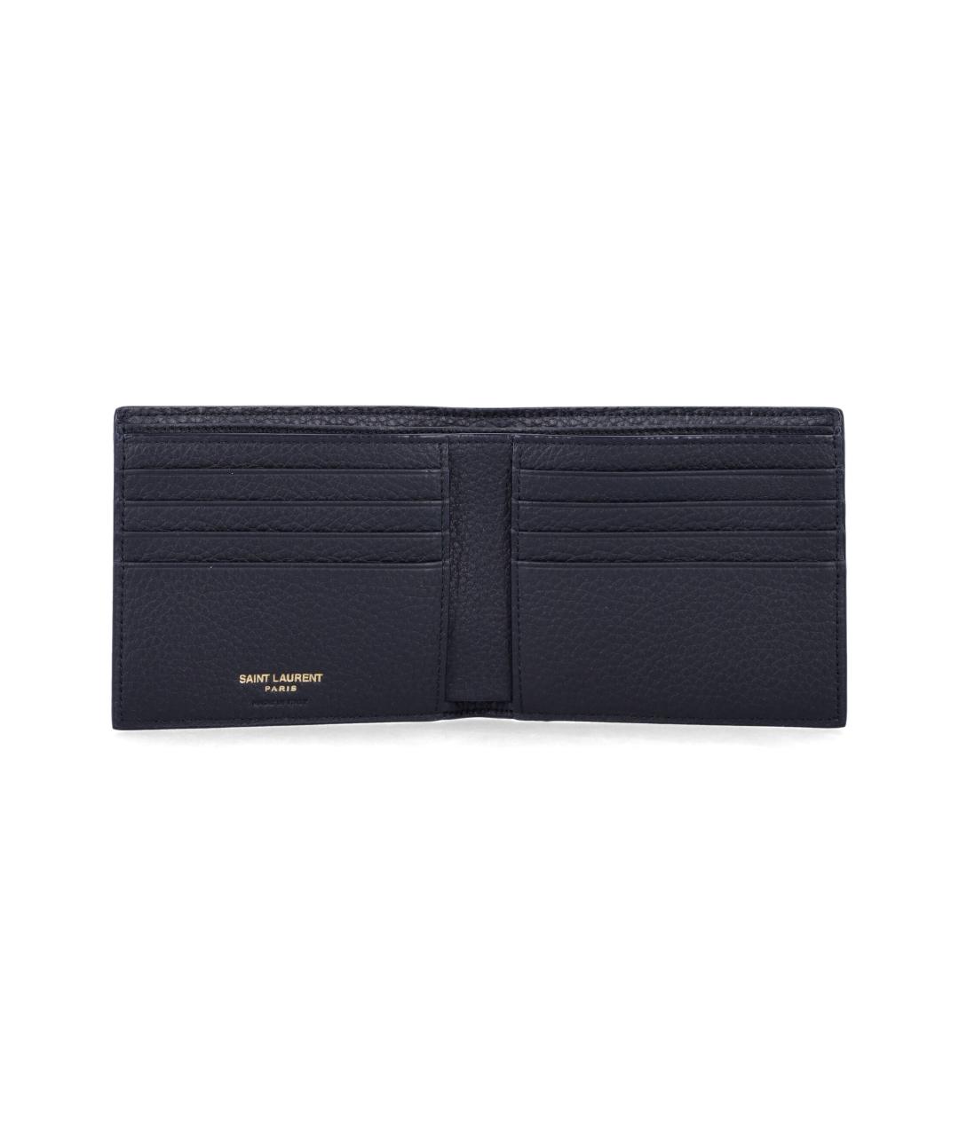 SAINT LAURENT Синий кожаный кошелек, фото 3
