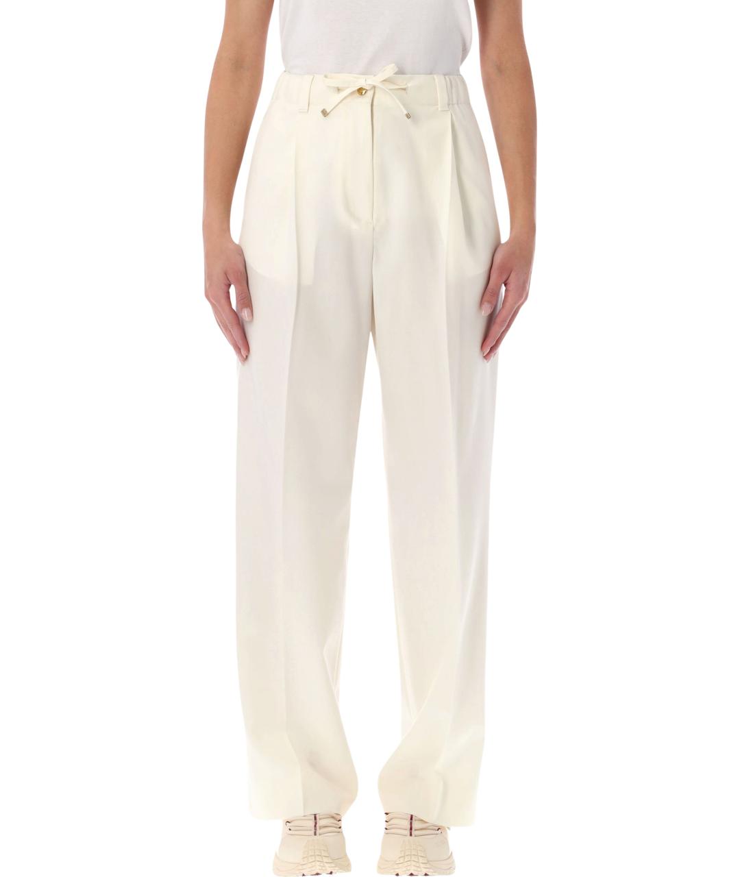 MONCLER Бежевые шерстяные прямые брюки, фото 4