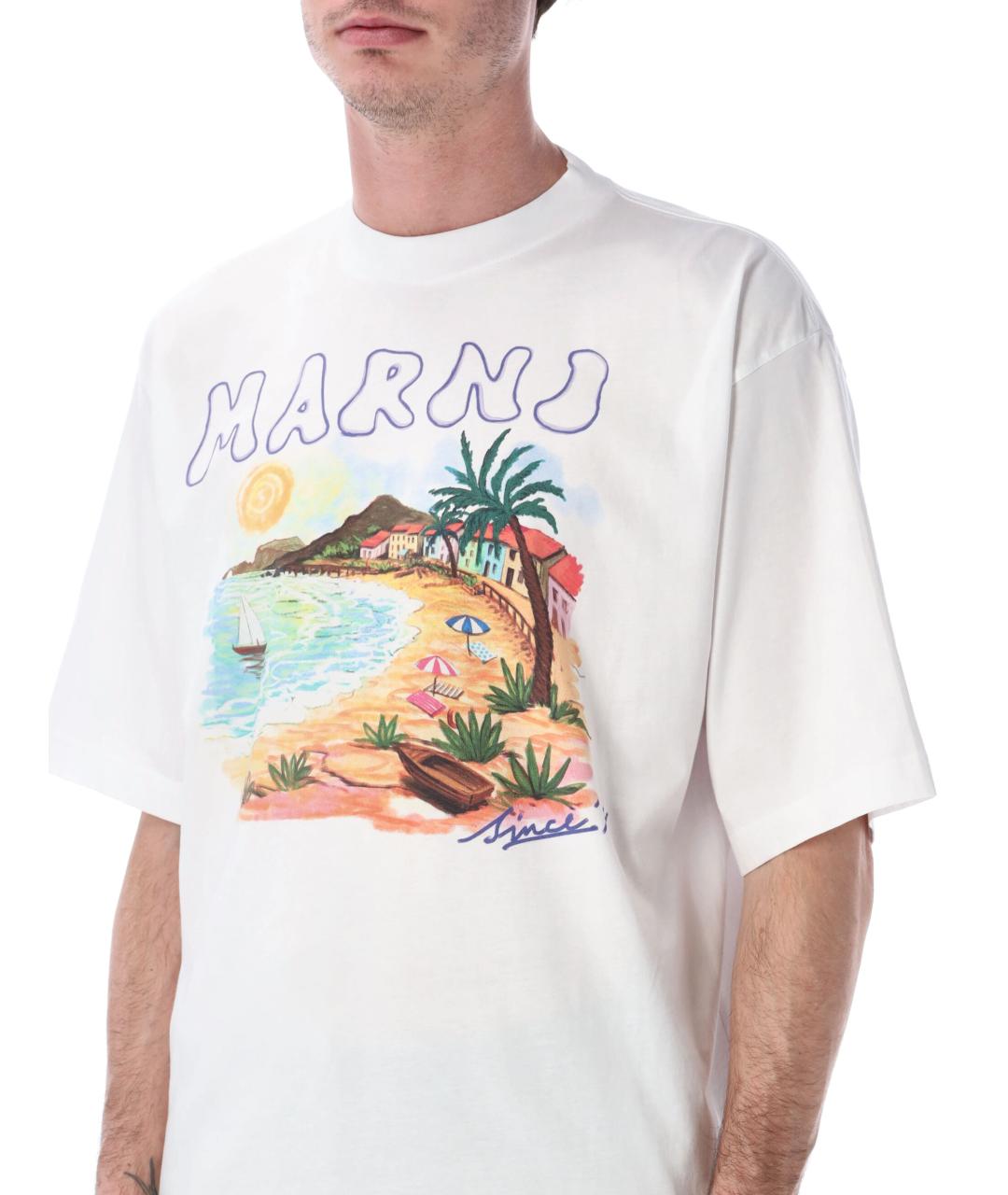 MARNI Белая хлопковая футболка, фото 4