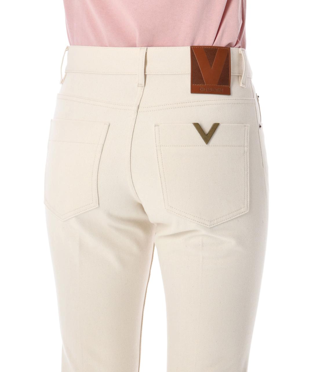 VALENTINO Бежевые хлопковые прямые джинсы, фото 4