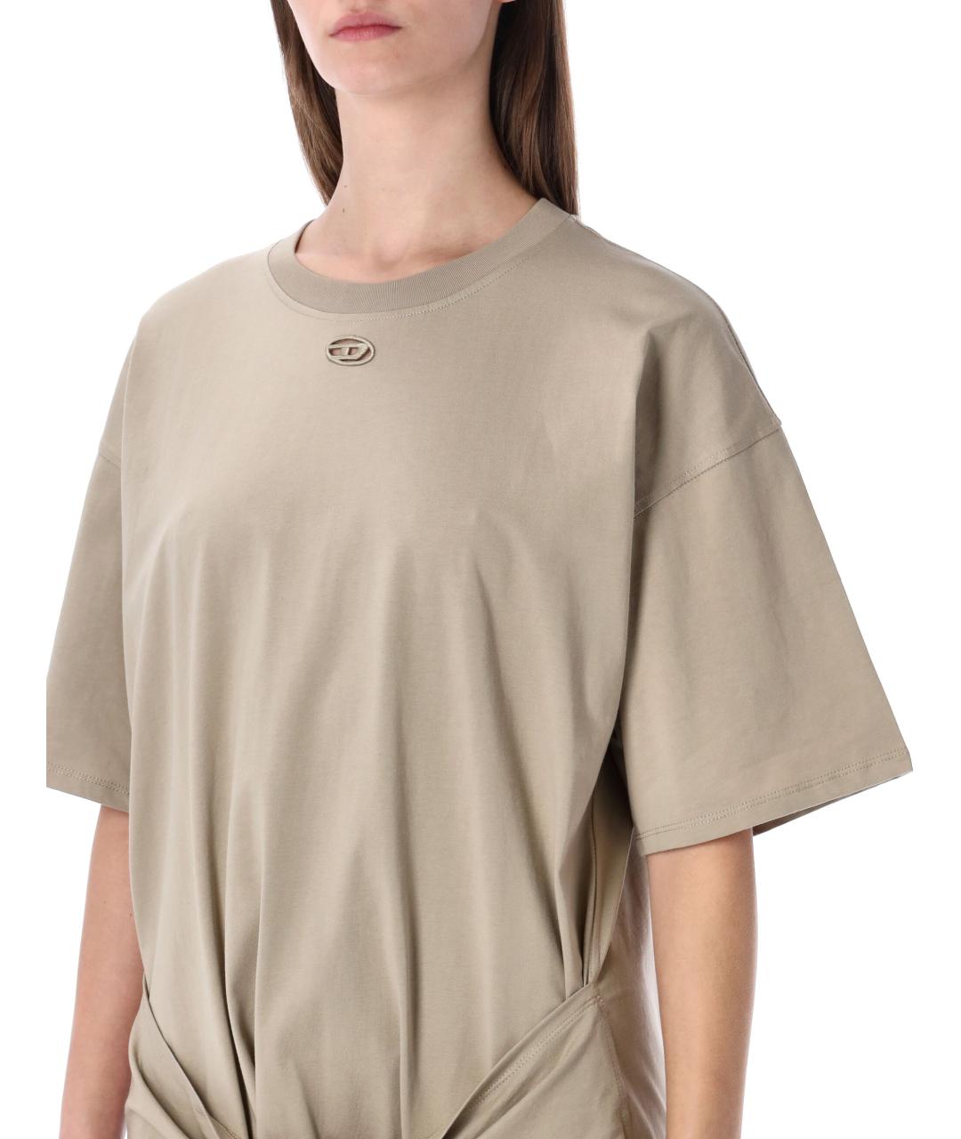 DIESEL Бежевое хлопковое платье, фото 3