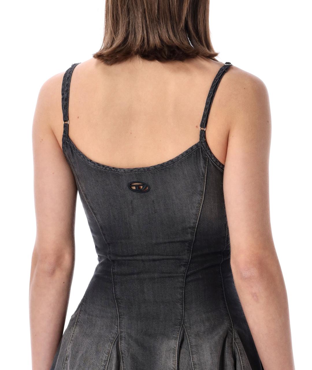 DIESEL Черное хлопковое повседневное платье, фото 3