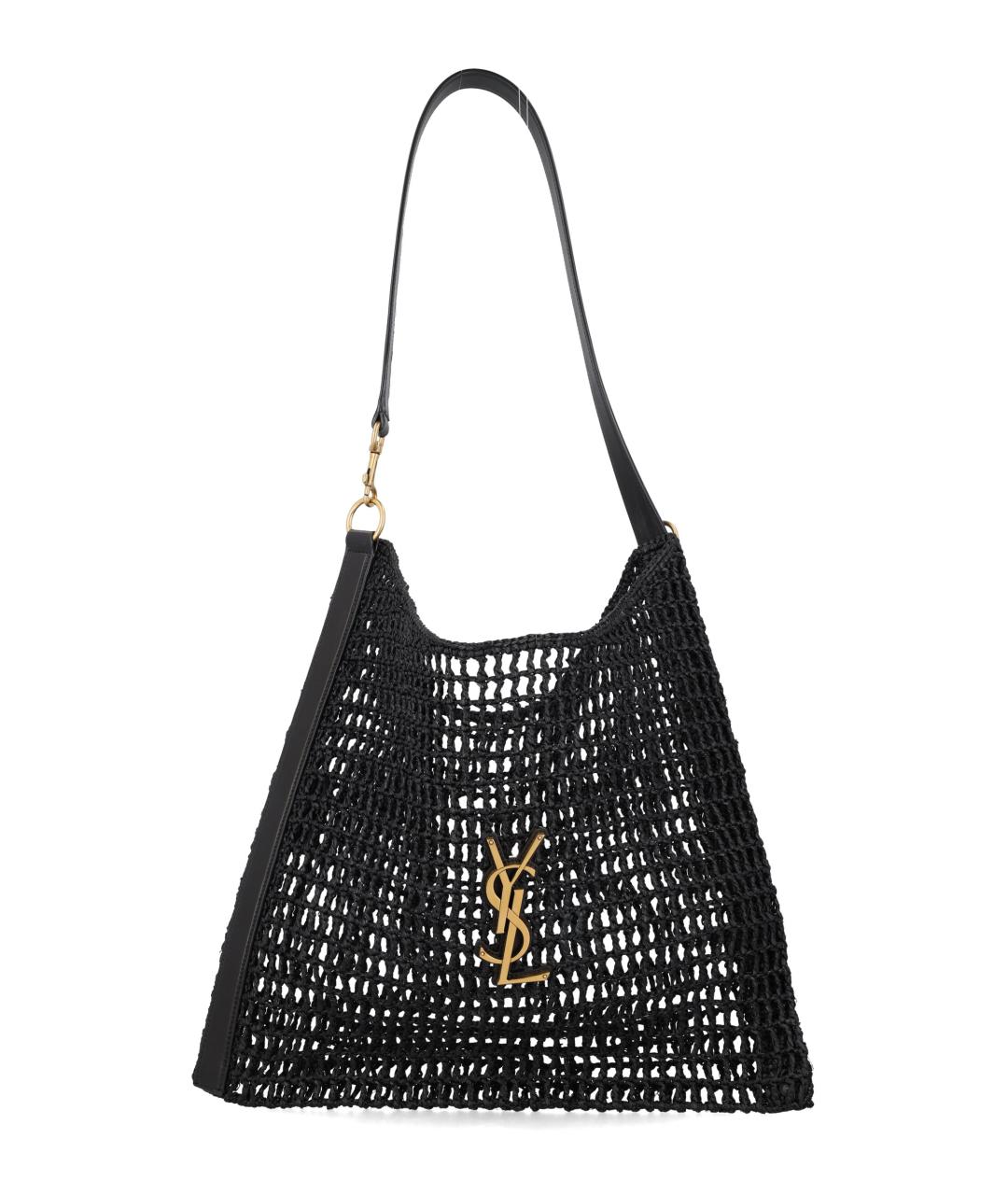 SAINT LAURENT Черная пелетеная сумка тоут, фото 1