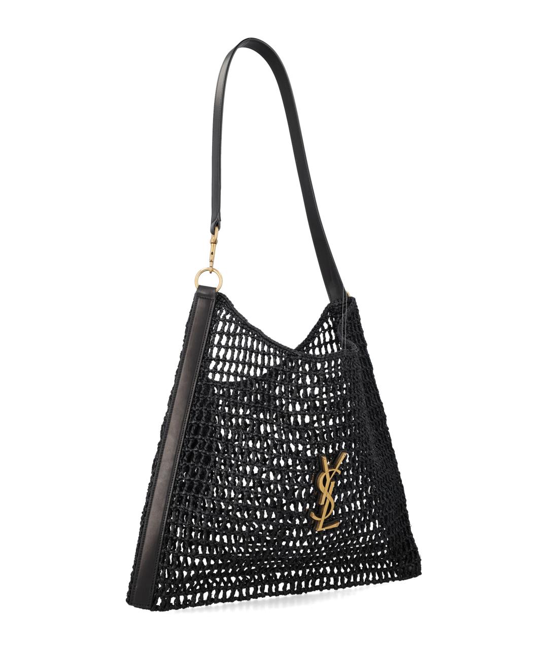 SAINT LAURENT Черная пелетеная сумка тоут, фото 2