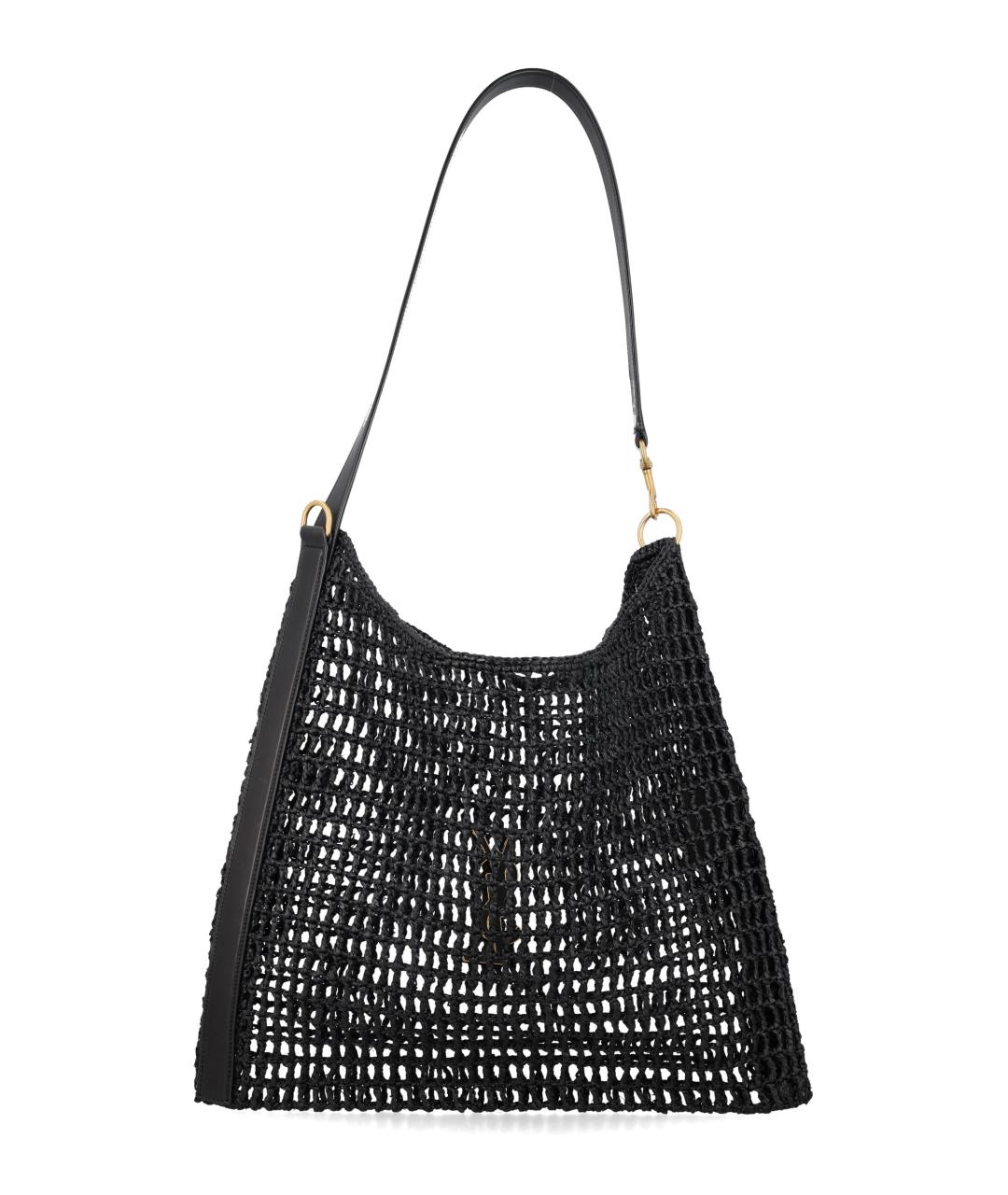 SAINT LAURENT Черная пелетеная сумка тоут, фото 3