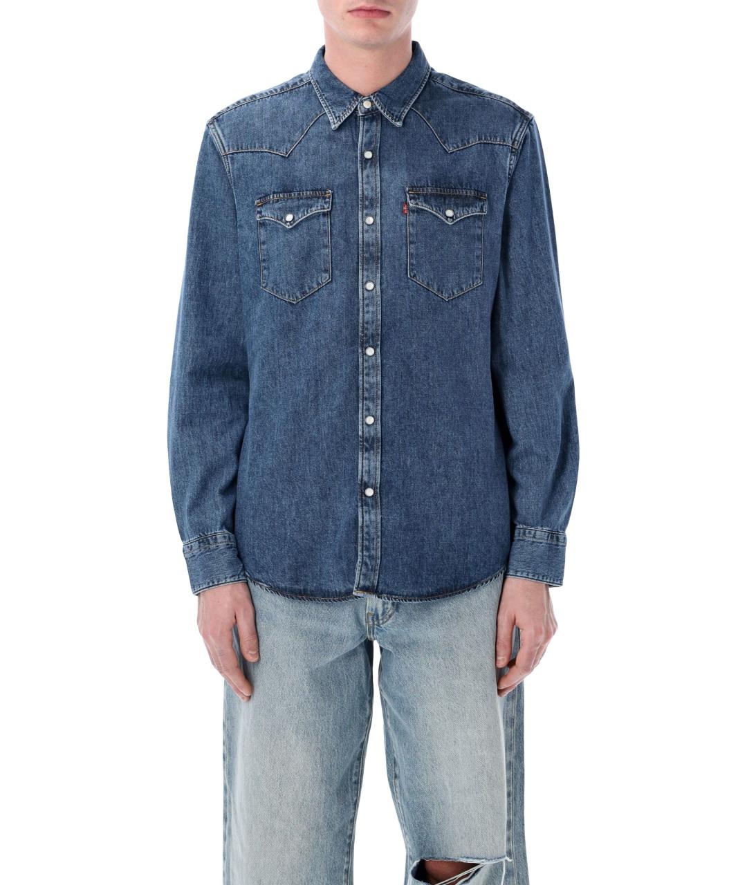 LEVI'S Синяя хлопковая кэжуал рубашка, фото 1