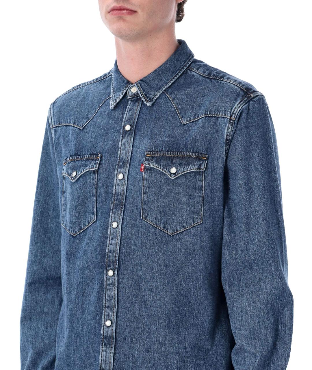 LEVI'S Синяя хлопковая кэжуал рубашка, фото 3
