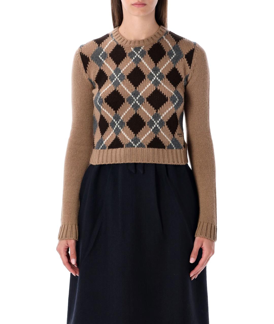 PRADA Коричневый кашемировый джемпер / свитер, фото 2