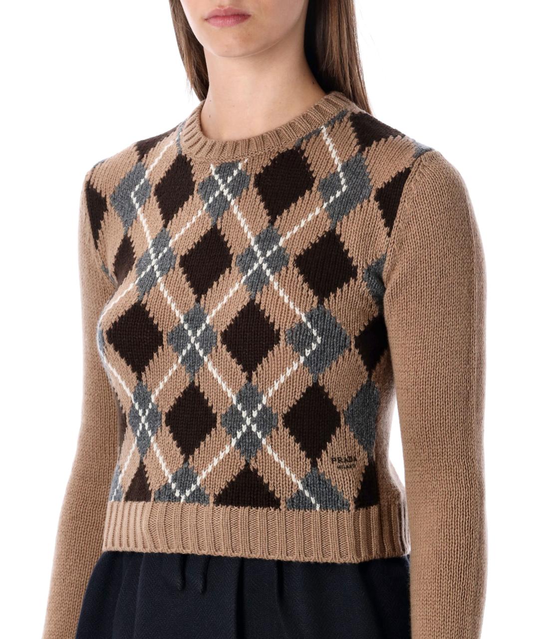 PRADA Коричневый кашемировый джемпер / свитер, фото 4