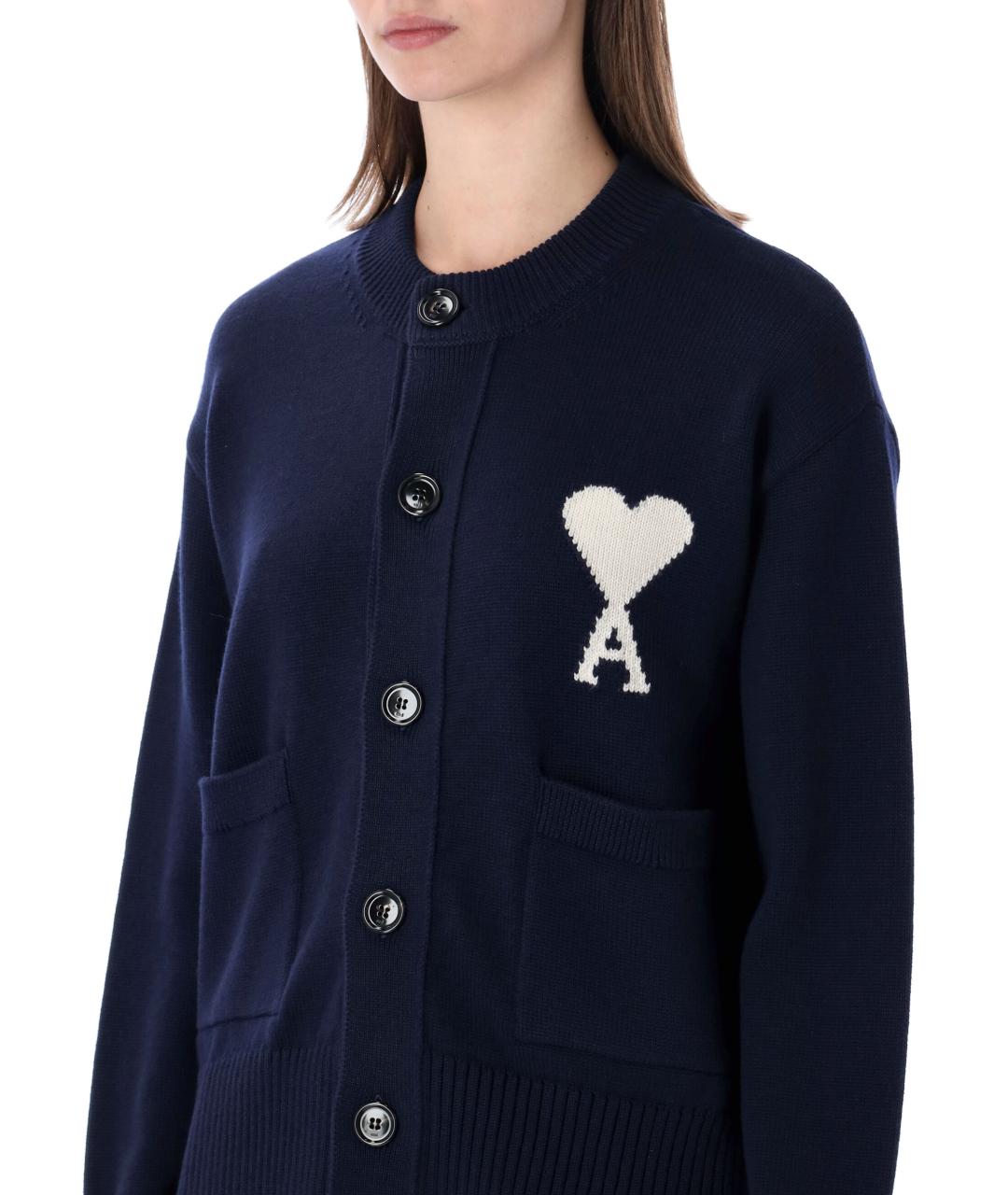 Ami Paris Синий шерстяной кардиган, фото 4