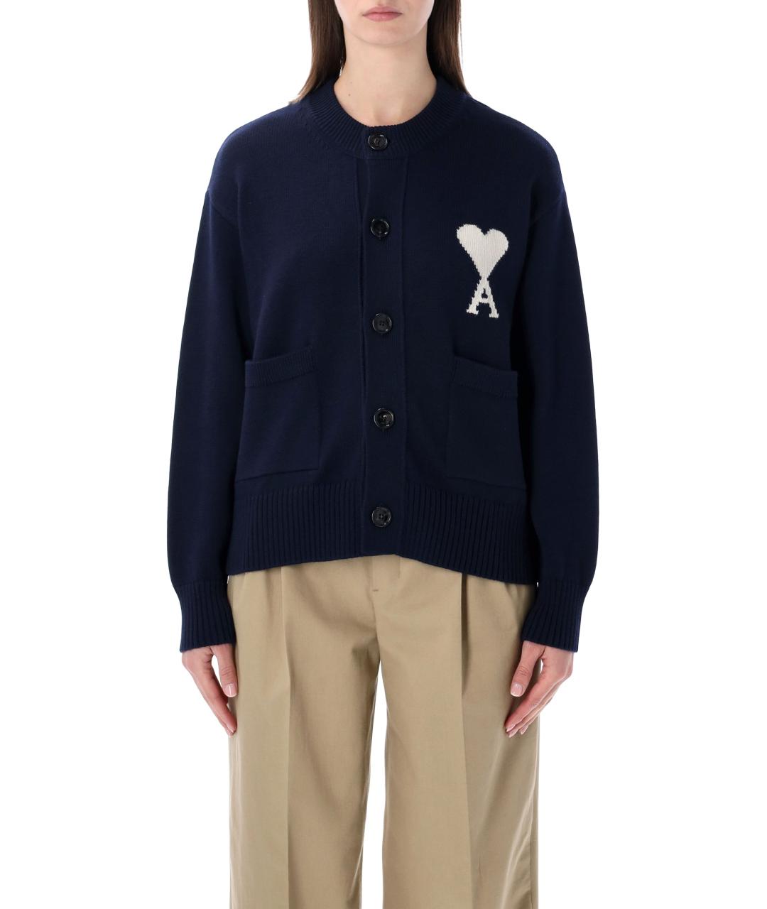 Ami Paris Синий шерстяной кардиган, фото 2