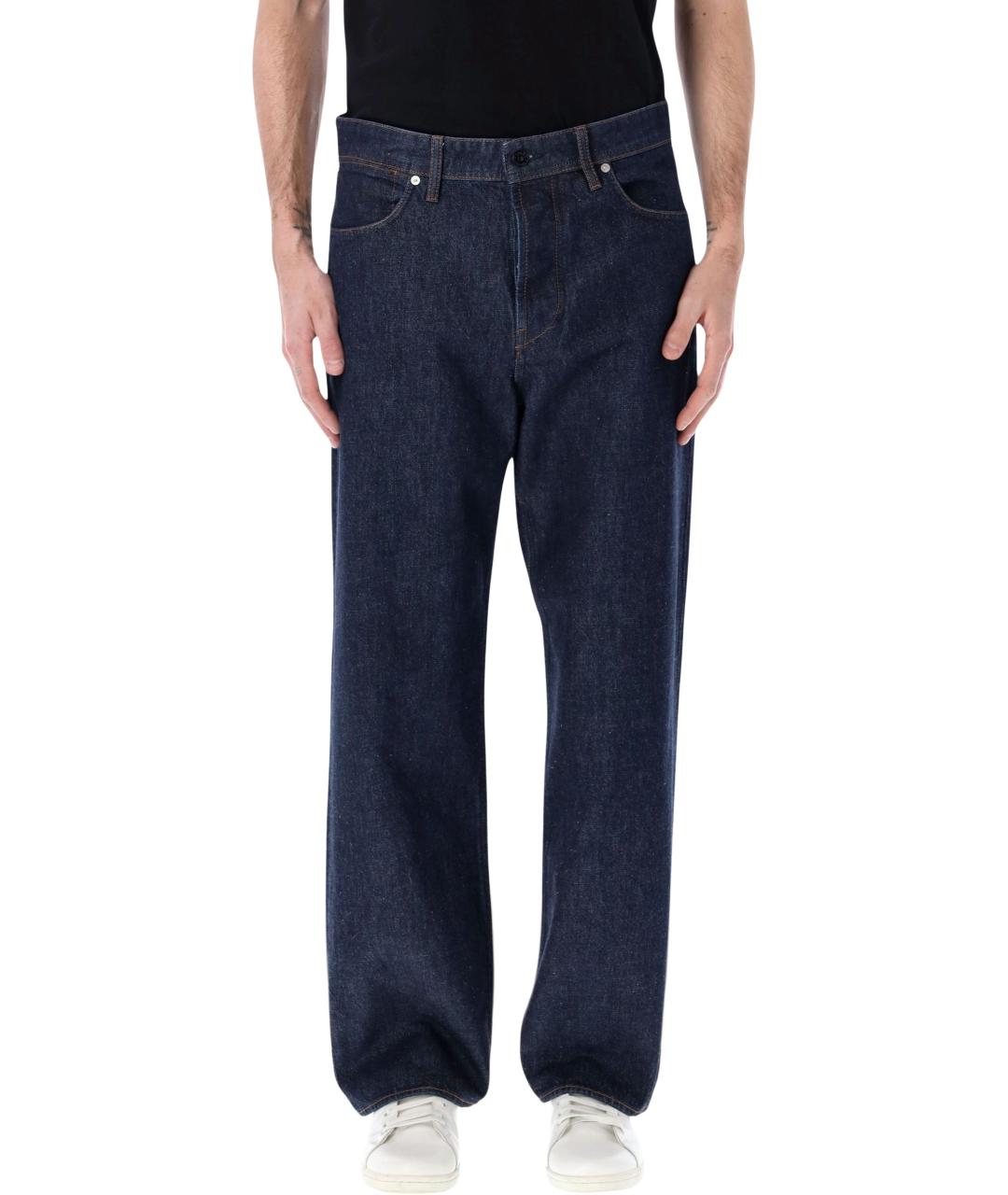 STONE ISLAND Синие хлопковые прямые джинсы, фото 2