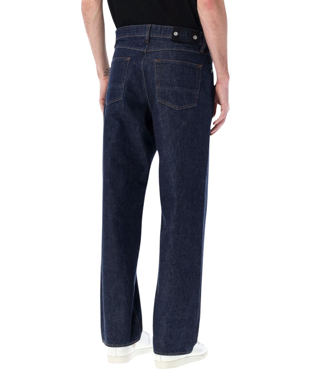STONE ISLAND Синие хлопковые прямые джинсы, фото 3