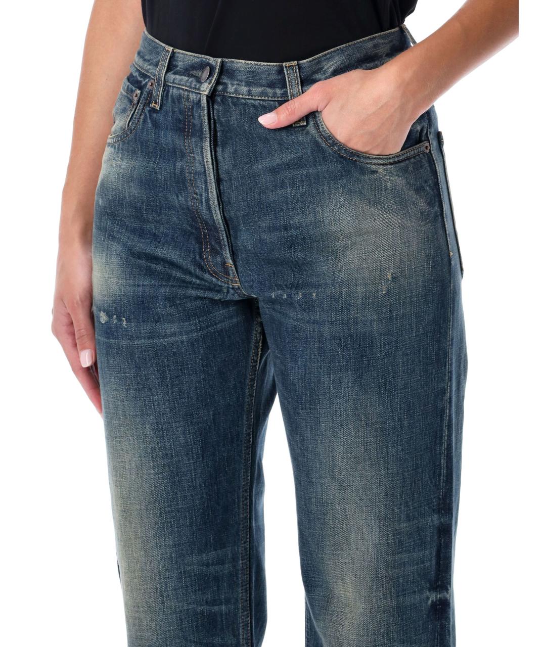 PRADA Синие хлопковые прямые джинсы, фото 4