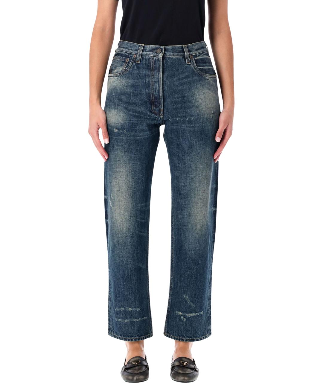 PRADA Синие хлопковые прямые джинсы, фото 2