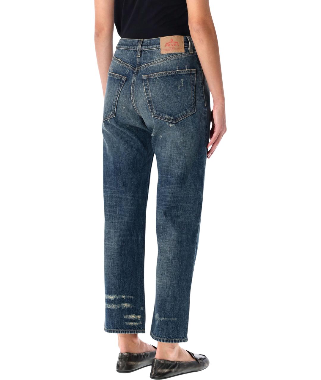 PRADA Синие хлопковые прямые джинсы, фото 3