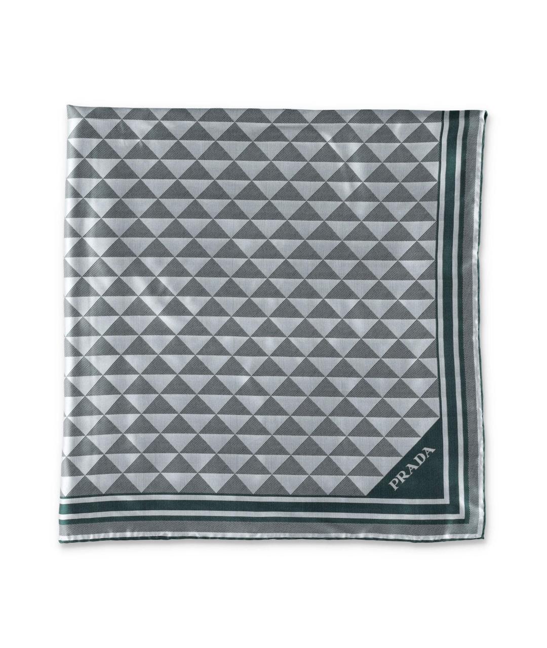 PRADA Зеленый шелковый шарф, фото 1