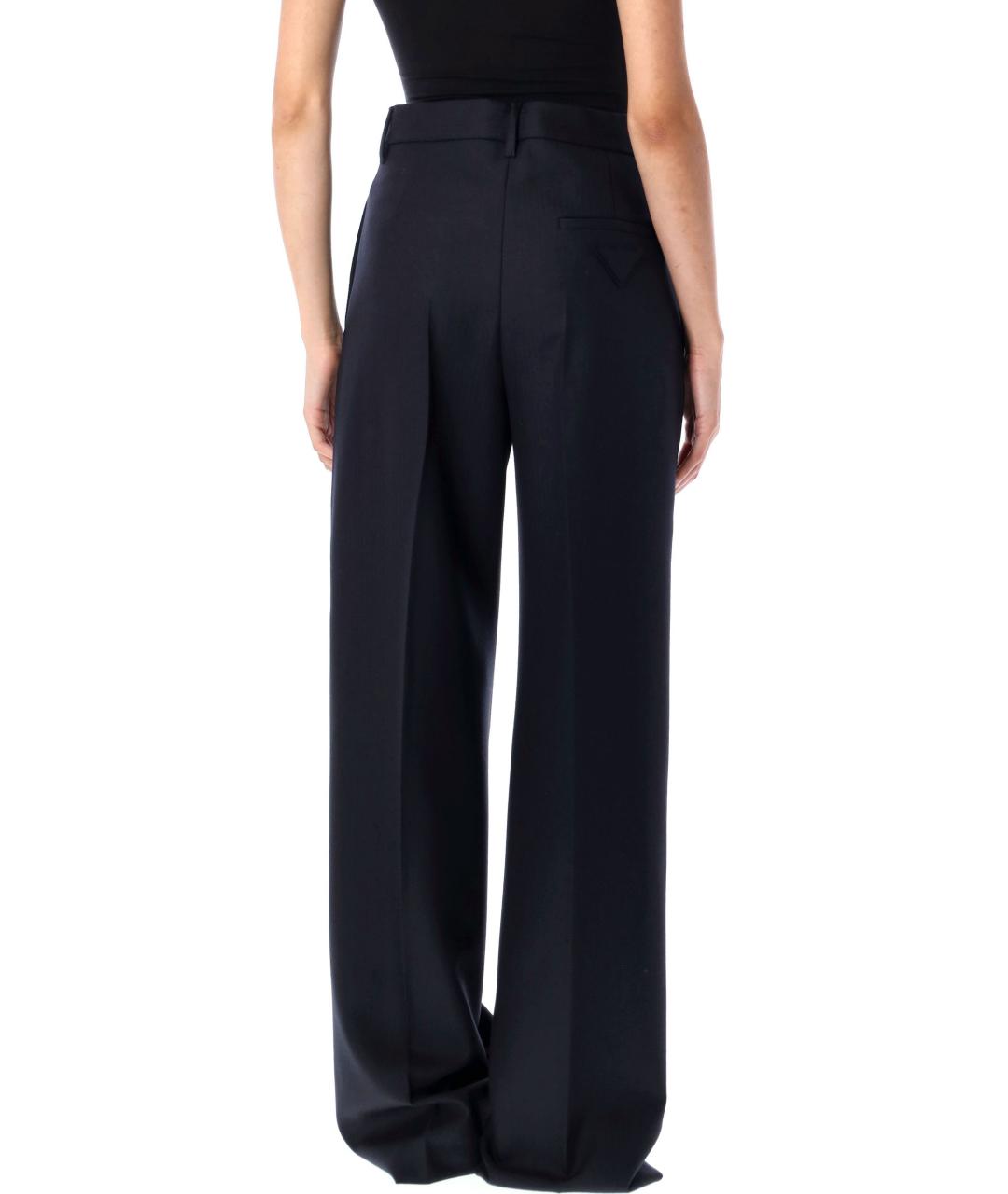 PRADA Темно-синие шерстяные прямые брюки, фото 3