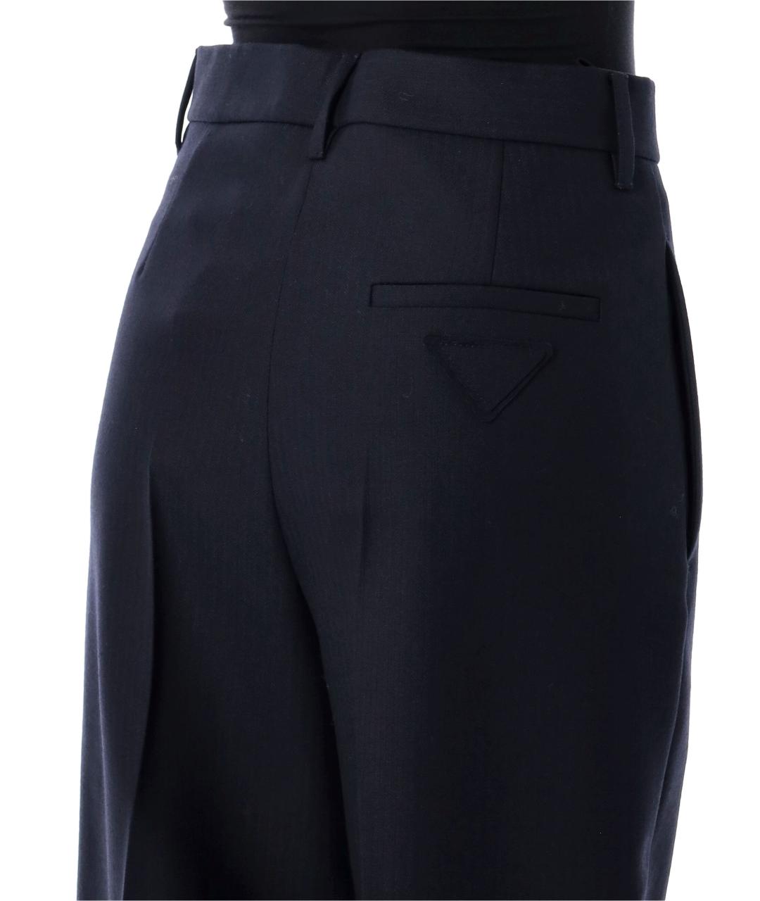 PRADA Темно-синие шерстяные прямые брюки, фото 4