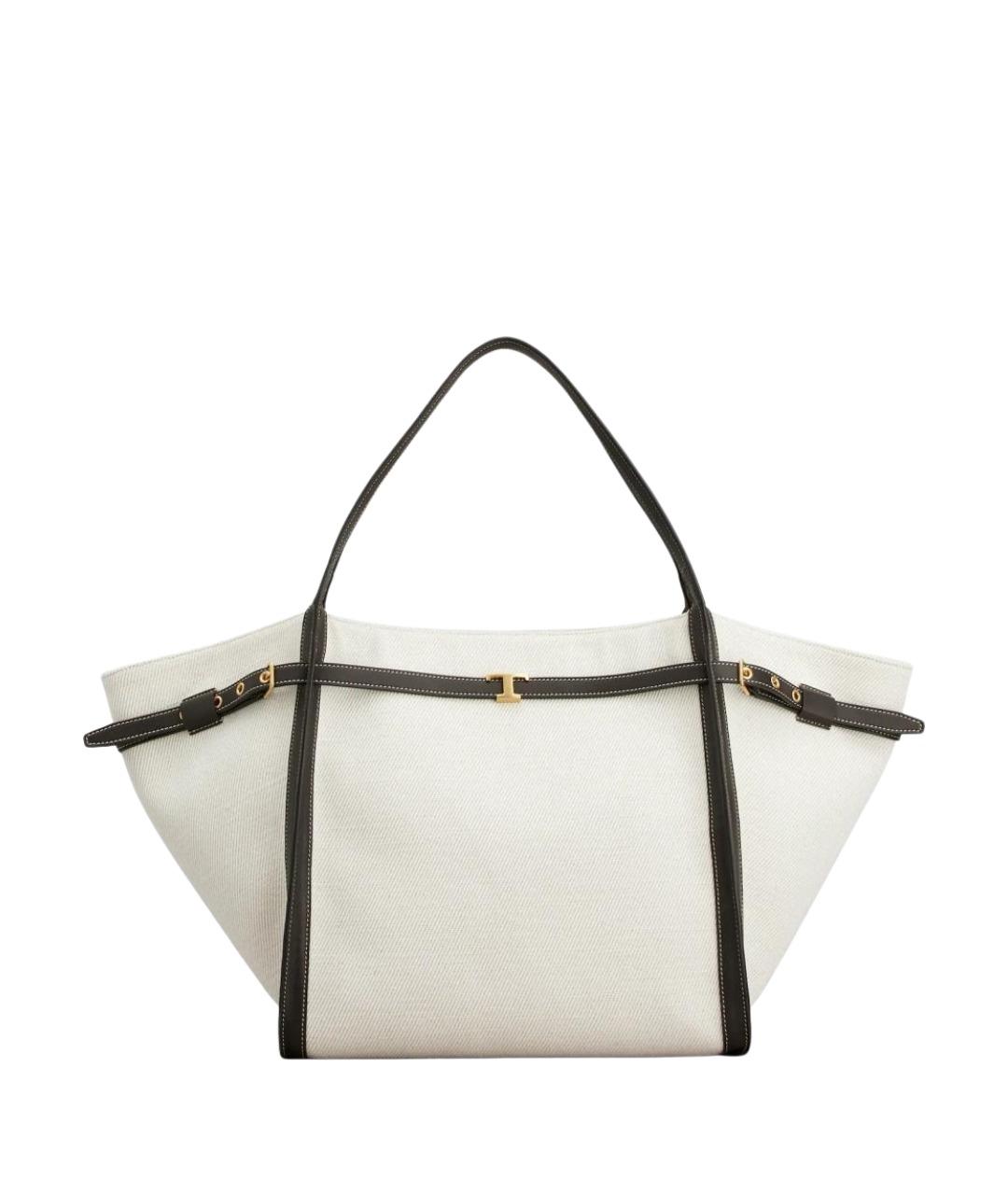 TOD'S Бежевая тканевая сумка тоут, фото 1